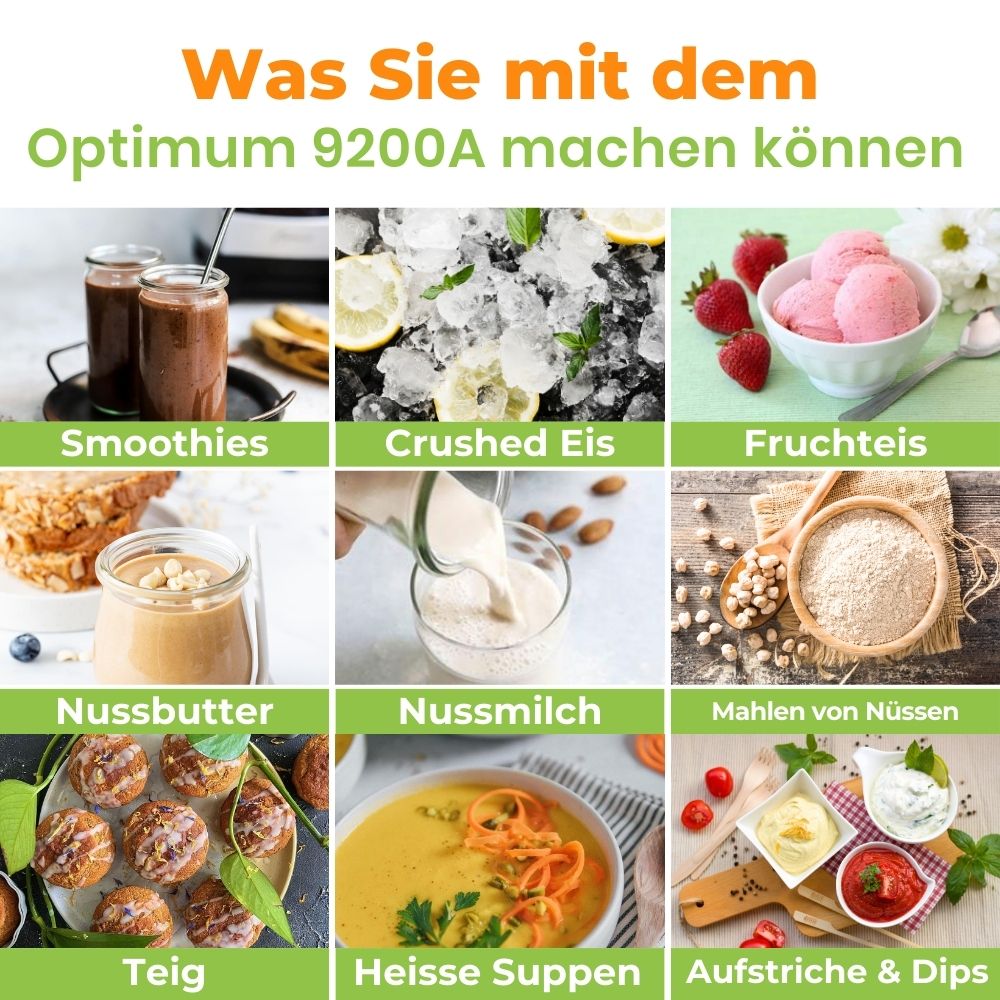 optimum 9200A standmixer hochleistungsmixer blender was sie machen können smoothies nussmuss teig